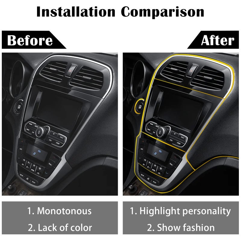 OSIFIT Car Interior Trim Strips,Universal 9.8 ft Car Electroplating Decoration Styling Door Dashboard, Flexible Interior Trim Accessories with Installing Tool(Yellow) - Image 5
